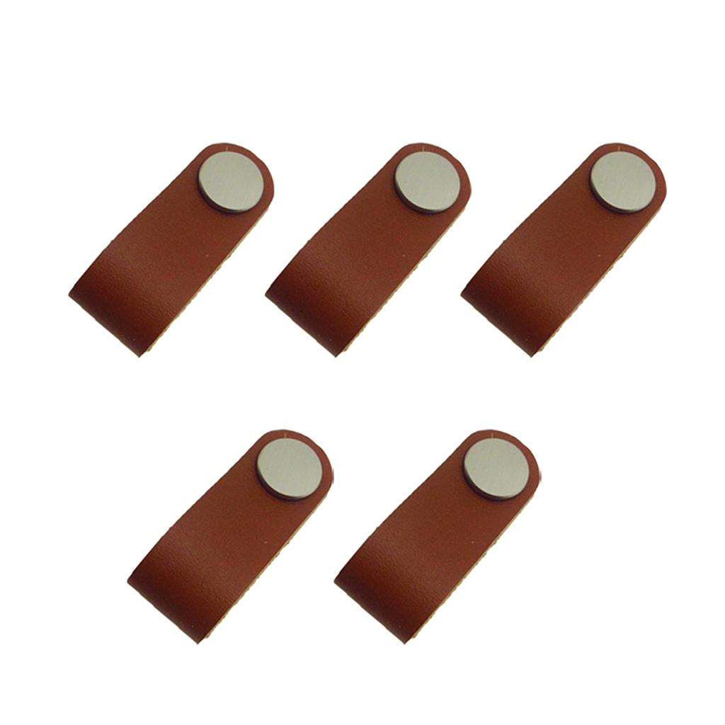 5x Handmade Leather Suitcase Handle Drawer Cabinet Leather Handle Pull Knob