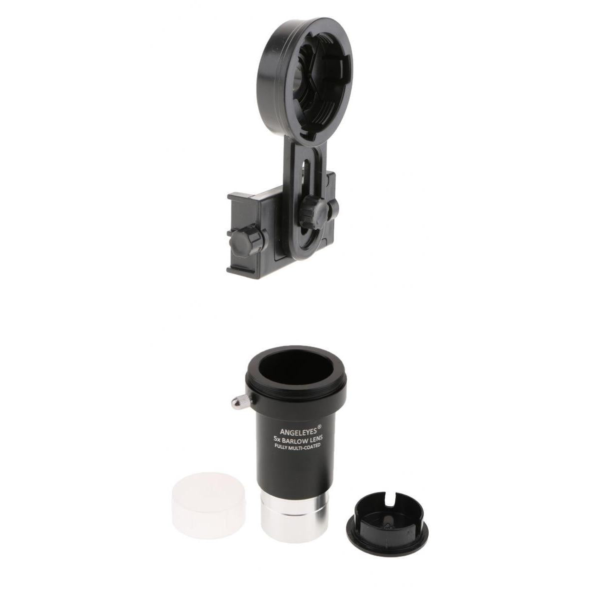 Barlow Lens Eyepiece 5X for Celestron + Smart Phone Telescope Adapter Mount