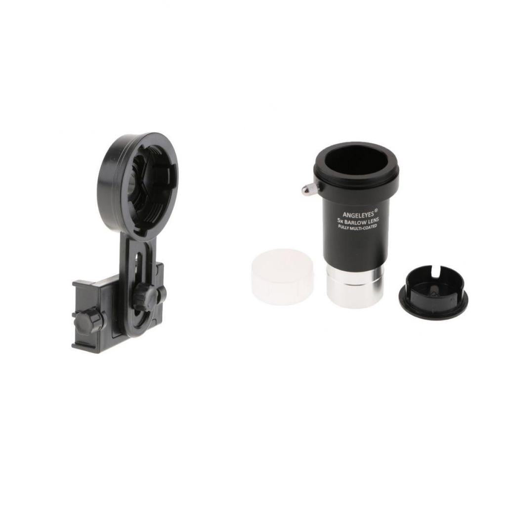 Barlow Lens Eyepiece 5X for Celestron + Smart Phone Telescope Adapter Mount