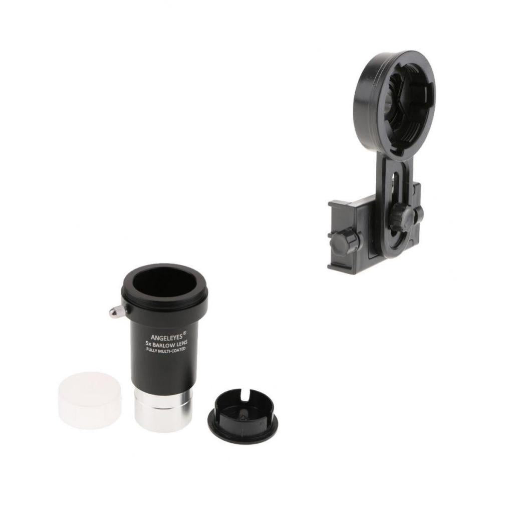 Barlow Lens Eyepiece 5X for Celestron + Smart Phone Telescope Adapter Mount