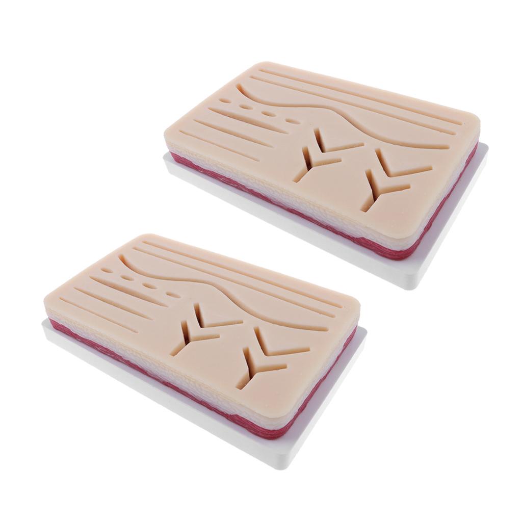 2 Sets Human Skin Wound Suture Pad Model Suturing Repeated Practice Kit
