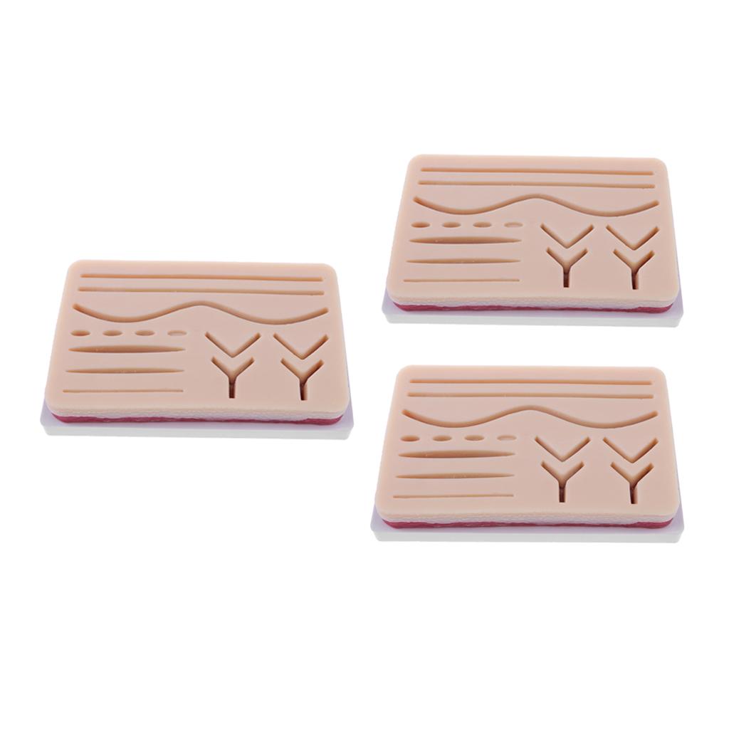 3 Sets Human Skin Wound Suture Pad Model Suturing Repeated Practice Kit