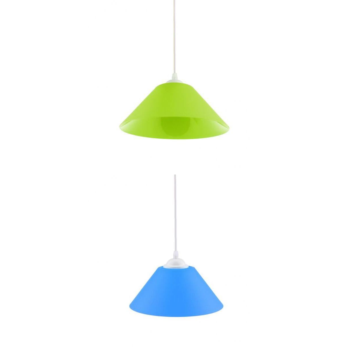 2x Modern Cone Shaped Ceiling Pendant Light Lamp Shade Chandelier Blue&Green