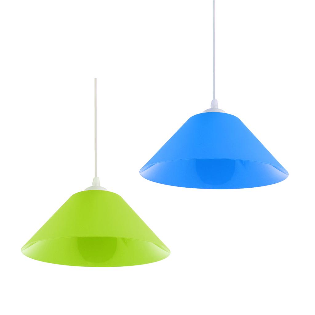 2x Modern Cone Shaped Ceiling Pendant Light Lamp Shade Chandelier Blue&Green
