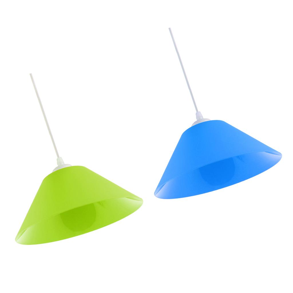2x Modern Cone Shaped Ceiling Pendant Light Lamp Shade Chandelier Blue&Green