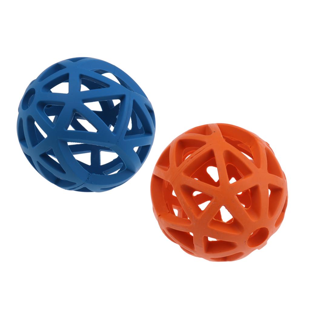 2x Pet Dog Chewing Toy Interactive Training Ball Exercise Toy Blue & Orange
