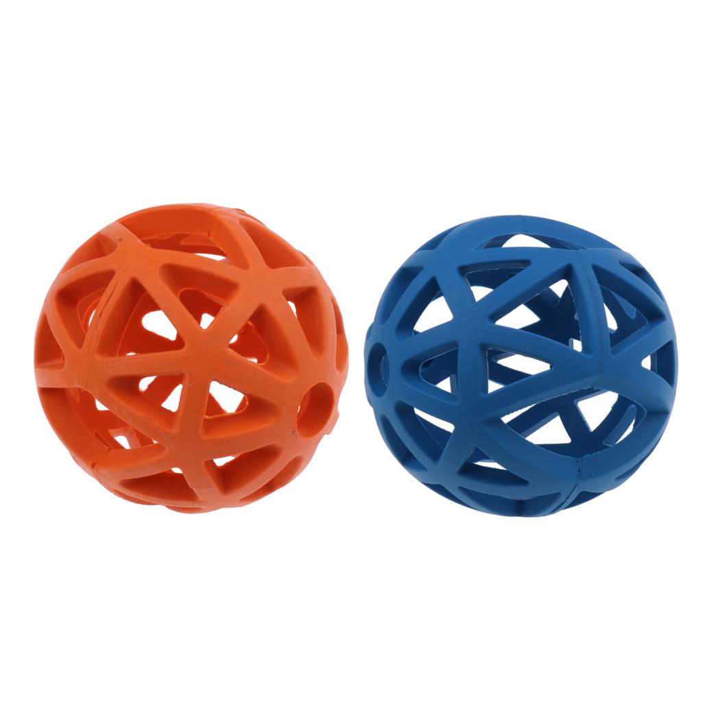 2x Pet Dog Chewing Toy Interactive Training Ball Exercise Toy Blue & Orange