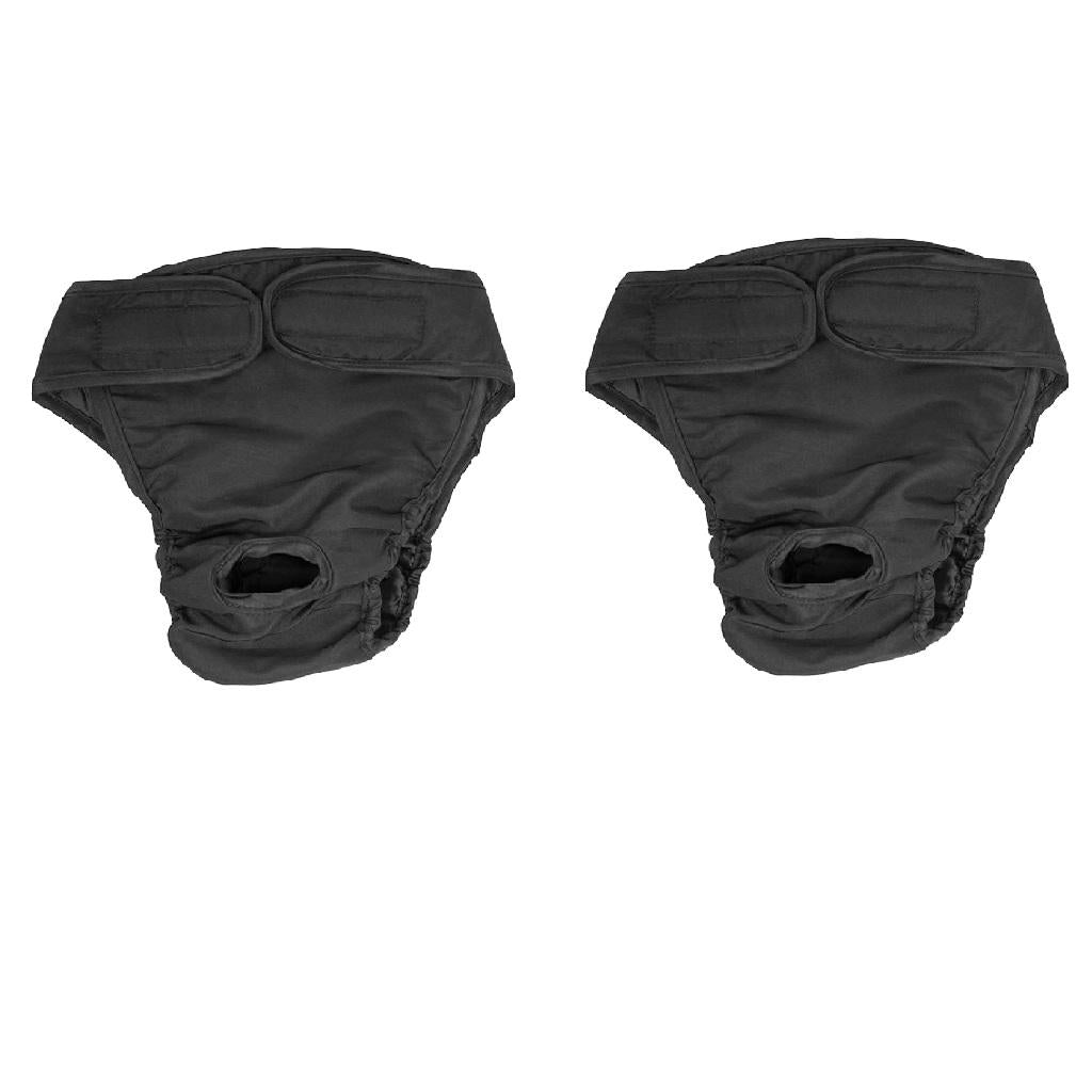2 pcs Puppy Dog Physiological Pants Femal Dogs Sanitary Pant Diaper black_S