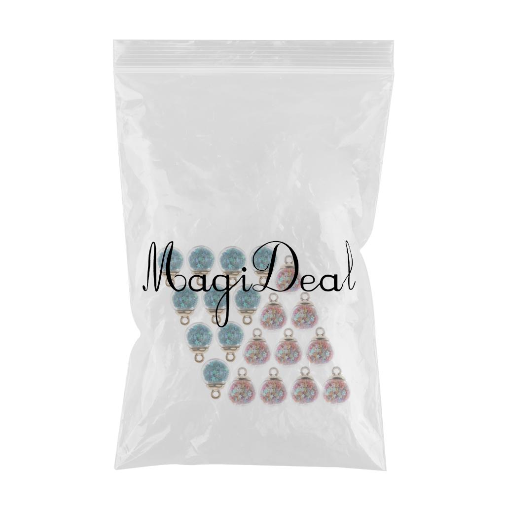 20 Pieces 16mm Mixed Tiny Star Glass Ball Charms Pendant DIY Earring Craft