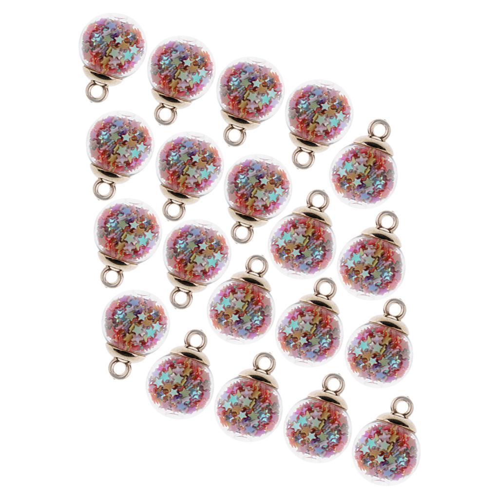 20 Pieces Tiny Star Glass Ball Charms Pendant DIY Earring Jewelry Findings