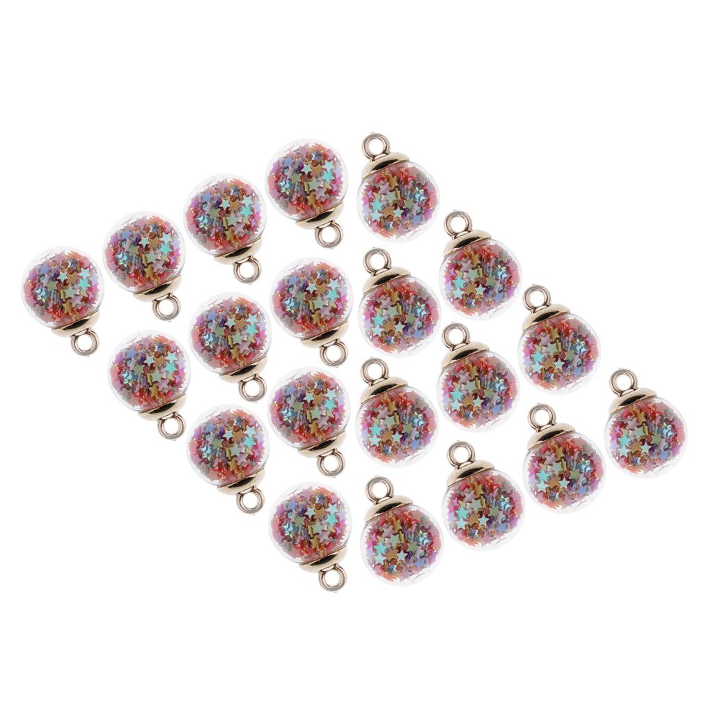 20 Pieces Tiny Star Glass Ball Charms Pendant DIY Earring Jewelry Findings