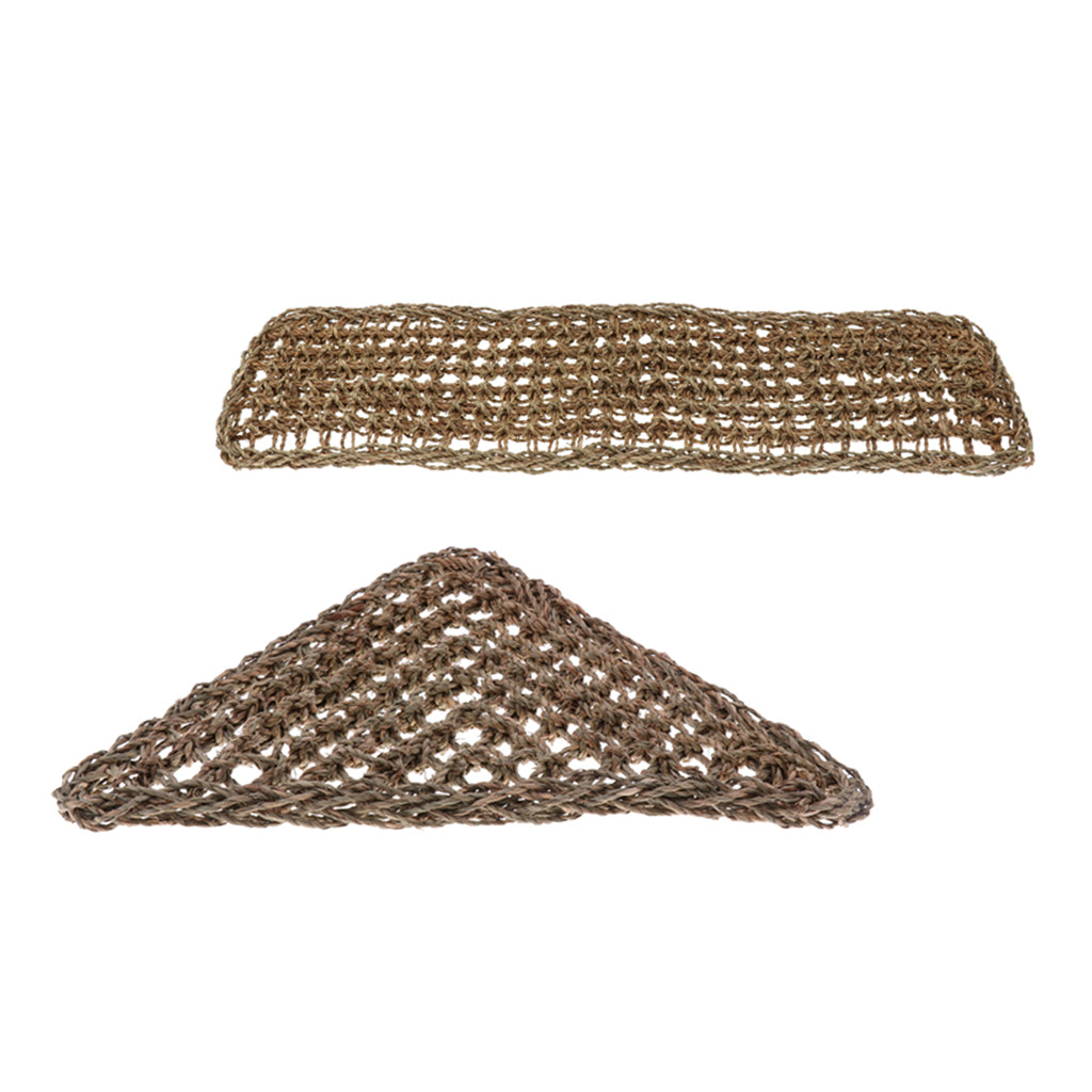 2Pcs Reptile Pet Hammock Lizard Lounger Natural Seagrass Corner Hammock