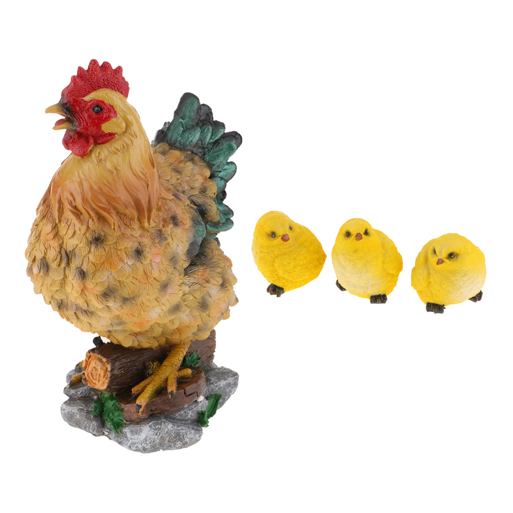 1 Set Artificial Realistic Chicken Figure Outdoor Garden Home Decoration