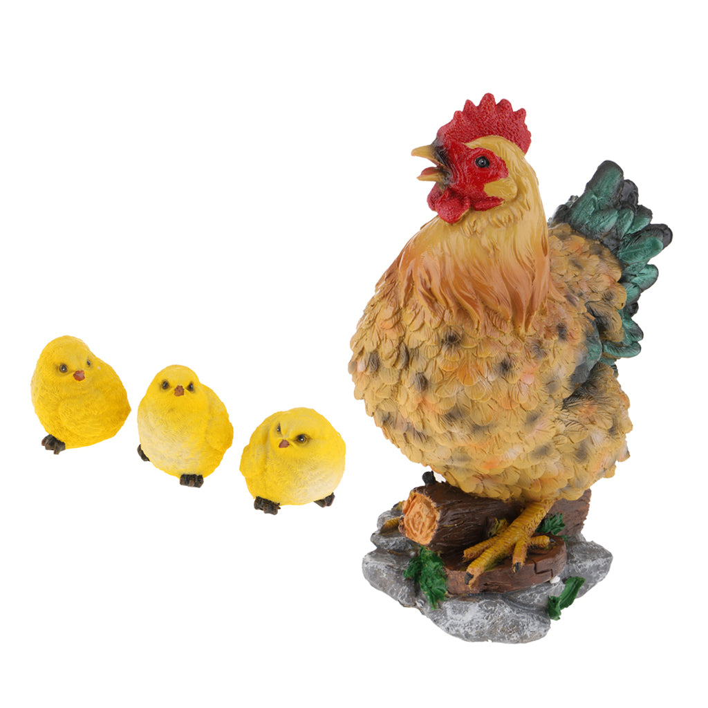 1 Set Artificial Realistic Chicken Figure Outdoor Garden Home Decoration