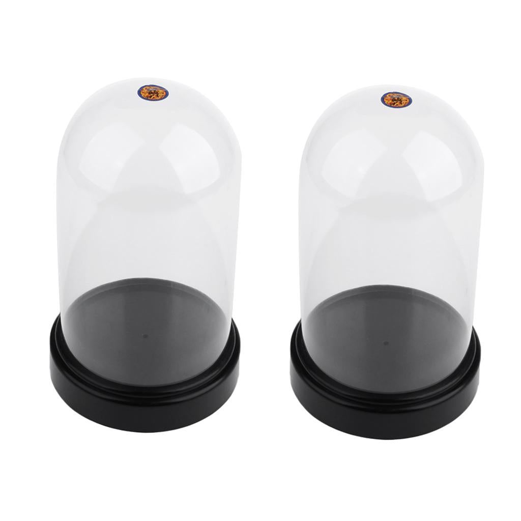 2x Acrylic Dustproof Cover Display Case Round Base for Action Figure 10x16cm