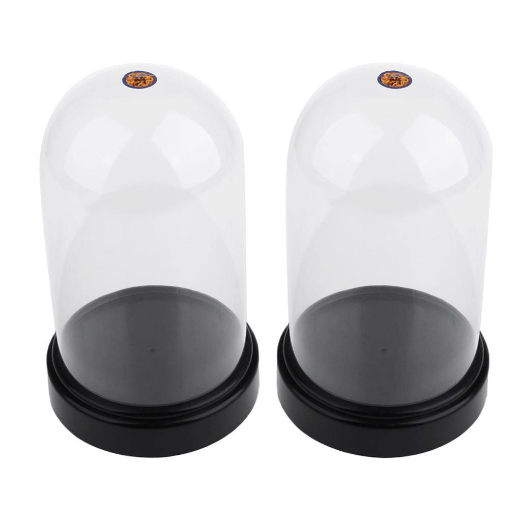 2x Acrylic Dustproof Cover Display Case Round Base for Action Figure 10x16cm
