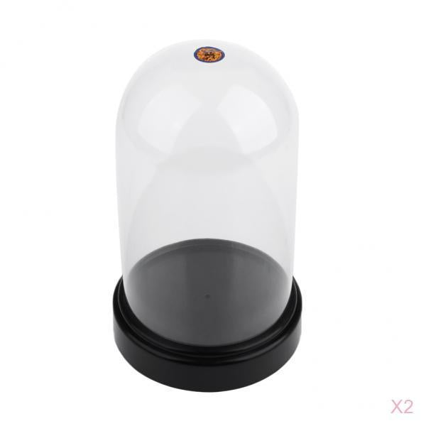 2x Acrylic Dustproof Cover Display Case Round Base for Action Figure 10x16cm