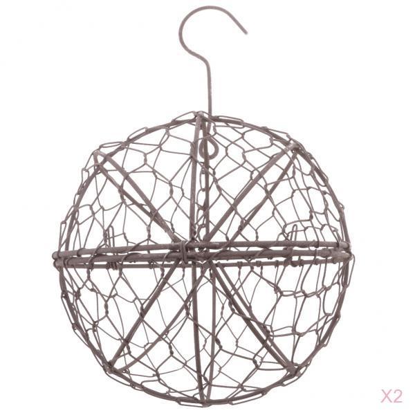 2Pcs Retro Iron Ball Shape Succulent Pot Metal Hanging Planter Plant Holder