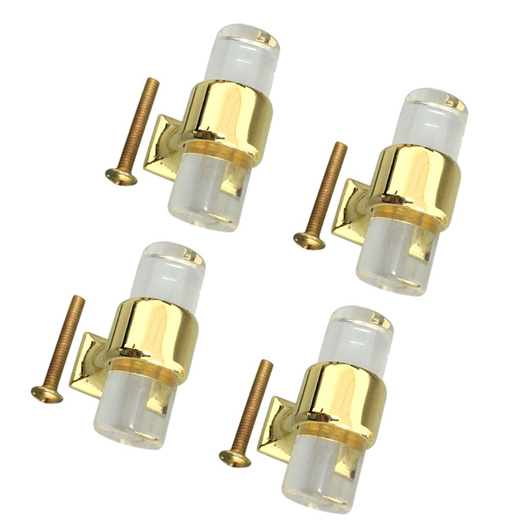 4Pcs Acrylic Door Pull Knob Drawer Cabinet Cupboard Handle Hardware Gold