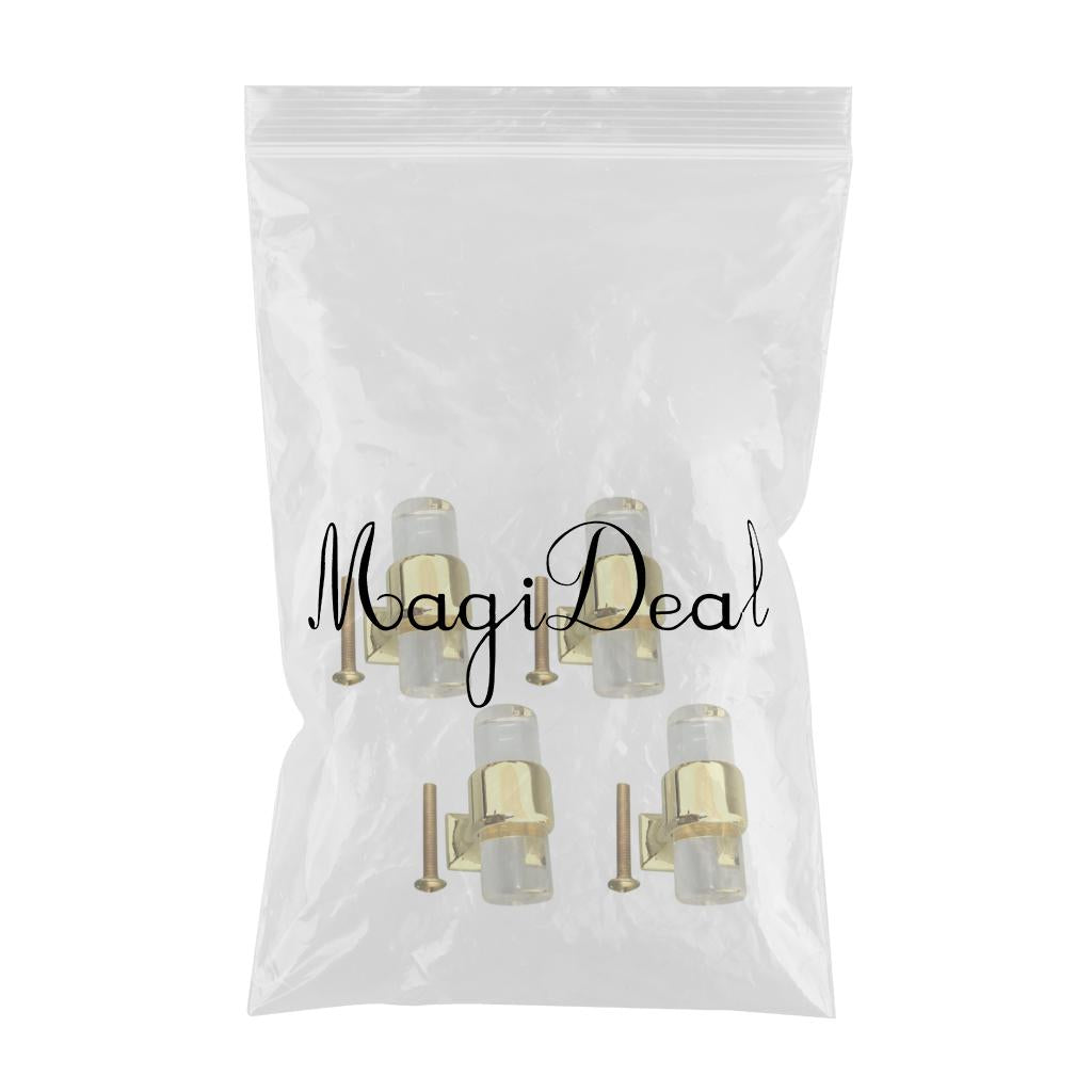 4Pcs Acrylic Door Pull Knob Drawer Cabinet Cupboard Handle Hardware Gold