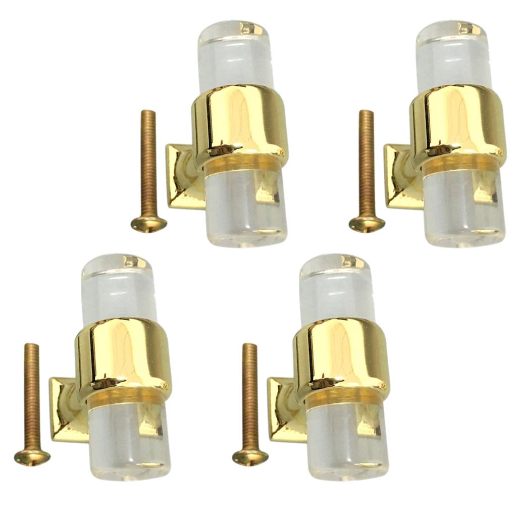 4Pcs Acrylic Door Pull Knob Drawer Cabinet Cupboard Handle Hardware Gold