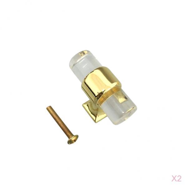 2Pcs Acrylic Door Pull Knob Drawer Cabinet Cupboard Handle Hardware Gold 5#