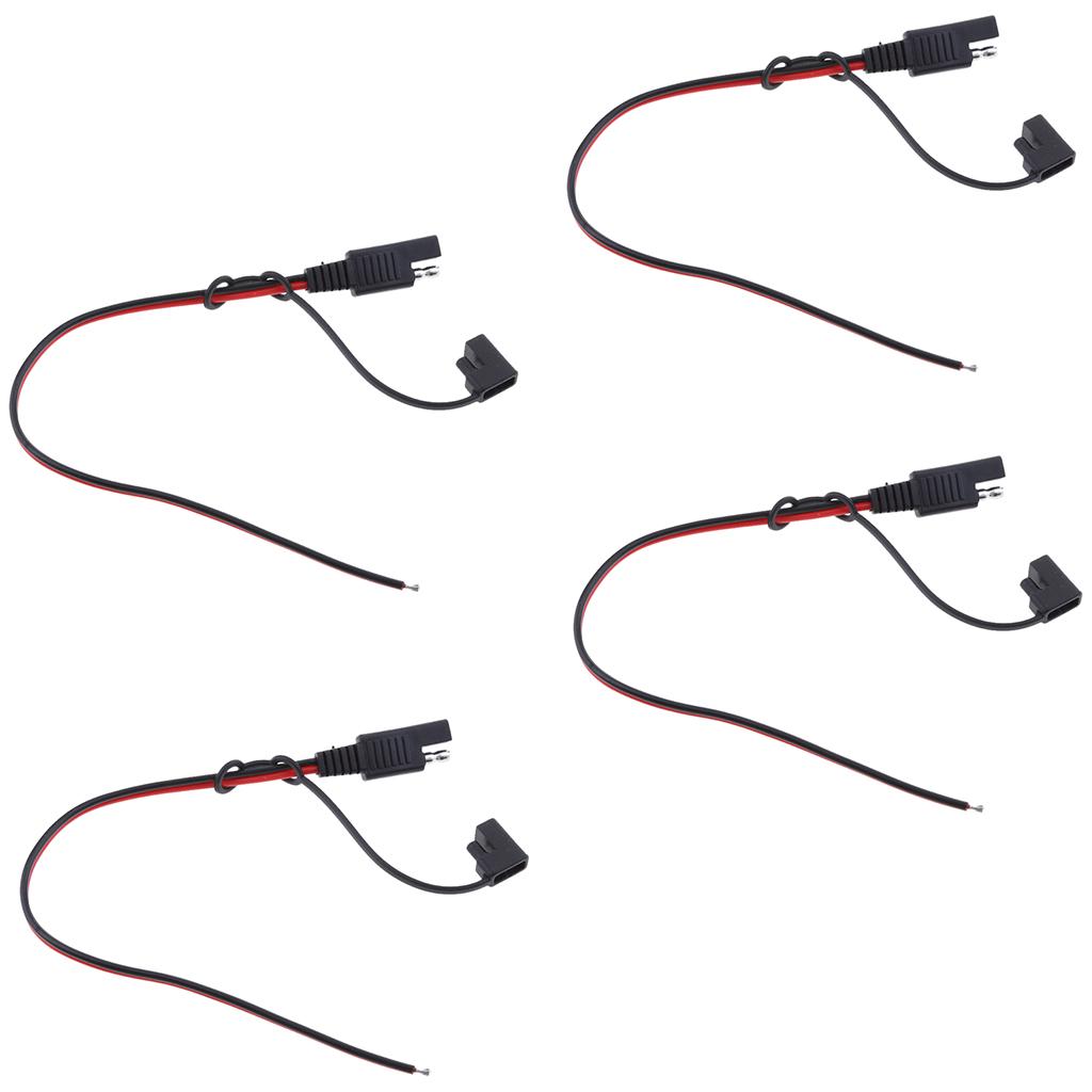 4Pcs SAE Power 12V 300mm 10A 18AWG Extension Cable Plug for Car Solar Panel