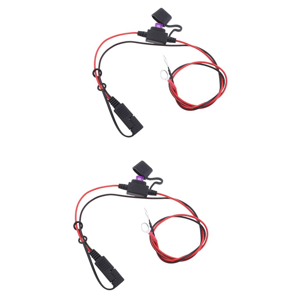 2Pieces 18AWG SAE Harness Extension Cable Connectors 10A Fuse