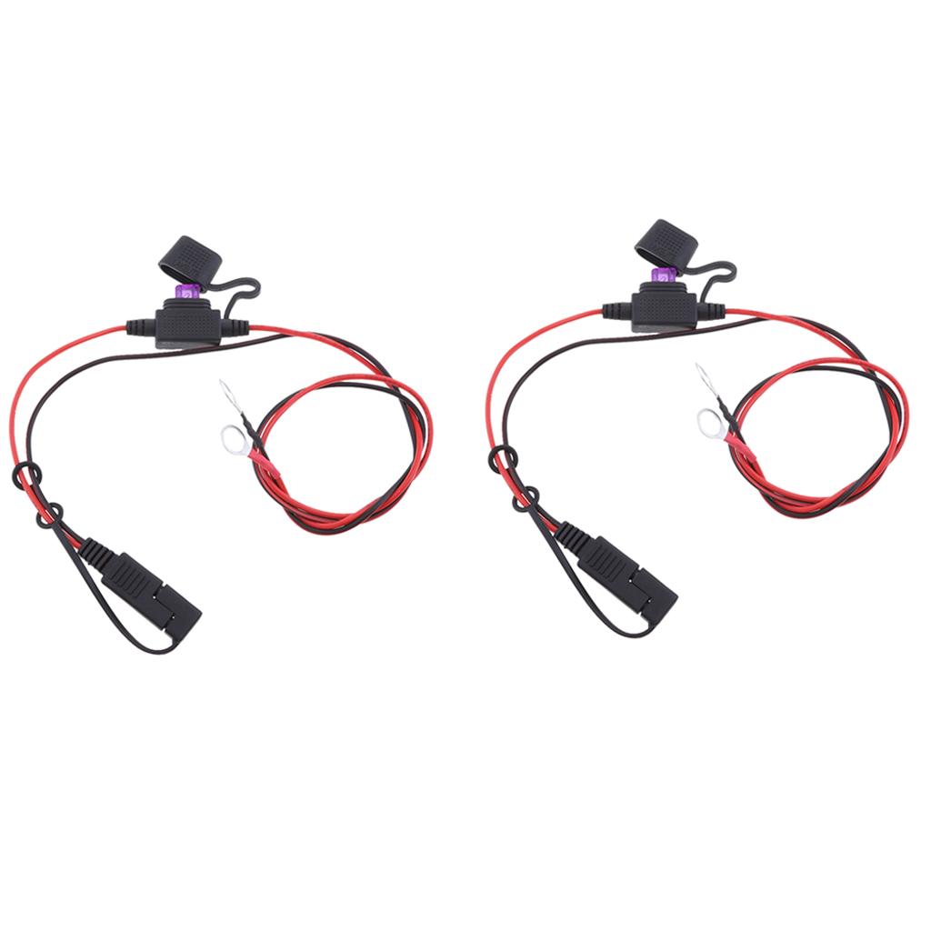 2Pieces 18AWG SAE Harness Extension Cable Connectors 10A Fuse