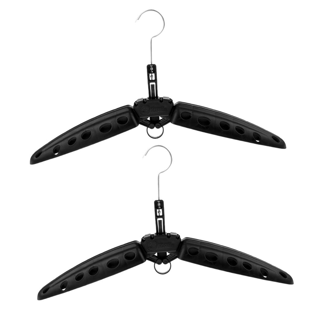 2Pc Multi Purpose Travel Folds Hanger for Scuba Diving Wetsuit Drysuit Black