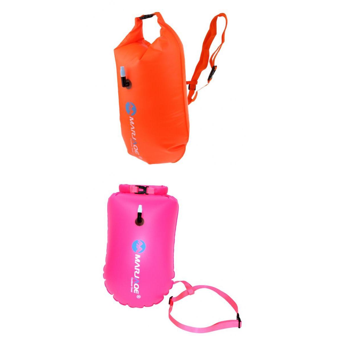 2Pcs High Visibility Inflatable Bag Open Water Swim Safety Float Tow Bag