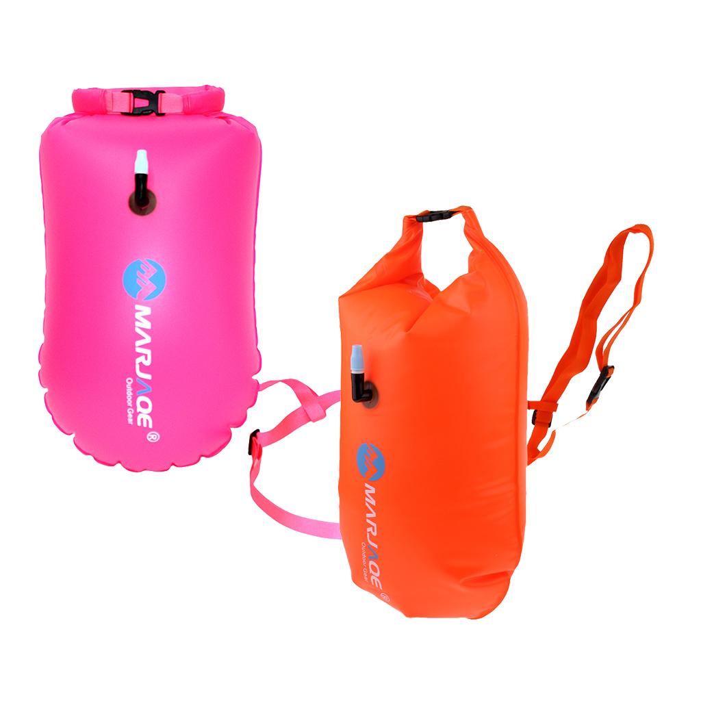 2Pcs High Visibility Inflatable Bag Open Water Swim Safety Float Tow Bag