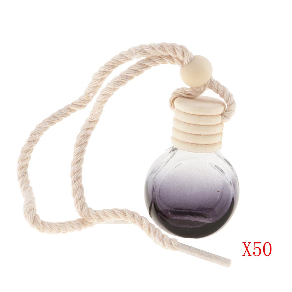 50x 10ml Empty Perfume Bottle Pendant Car Hanging Ornament Home Decor Round