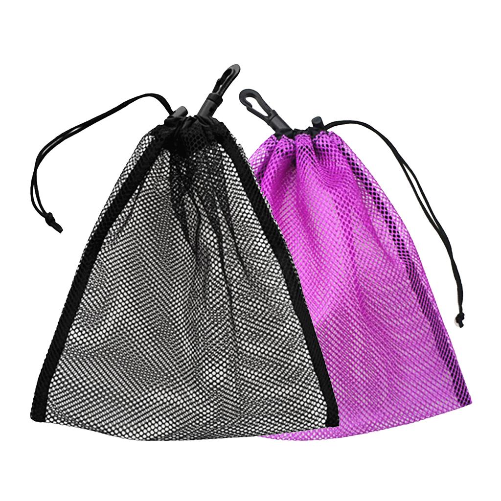 2Pcs Durable Mesh Nets Bag Pouch Golf Tennis Ball Carrying Holder Storage