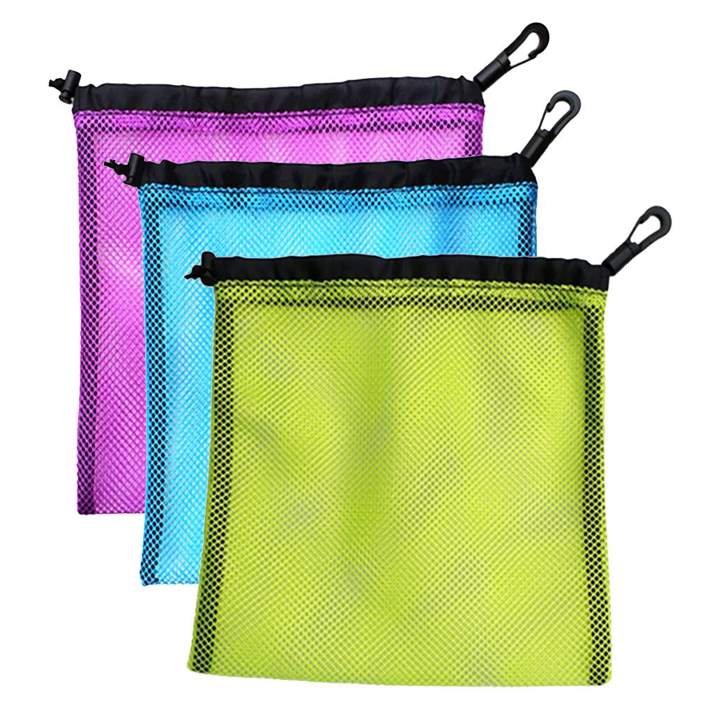 3Pcs Durable Mesh Nets Bag Pouch Golf Tennis Ball Carrying Holder Storage