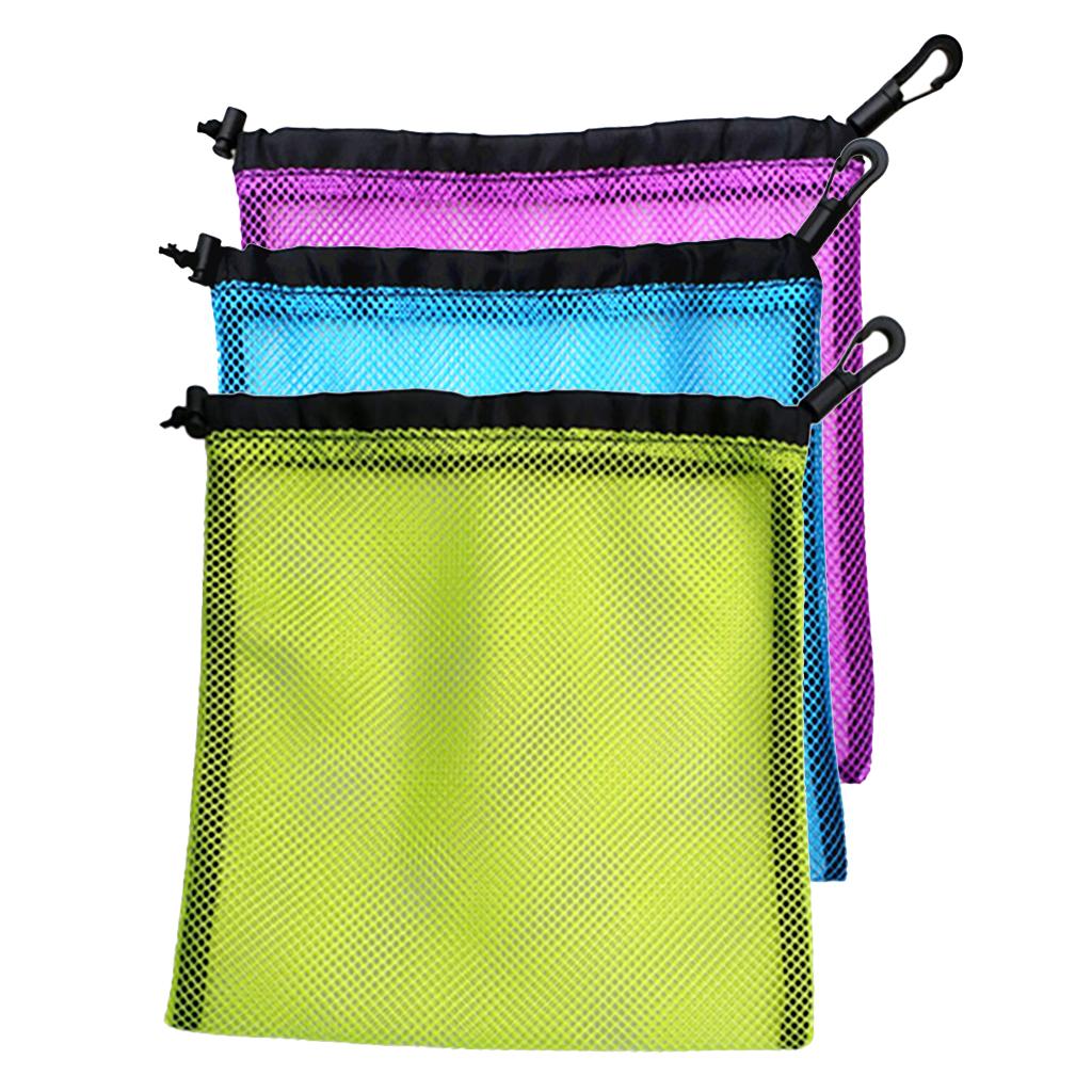 3Pcs Durable Mesh Nets Bag Pouch Golf Tennis Ball Carrying Holder Storage