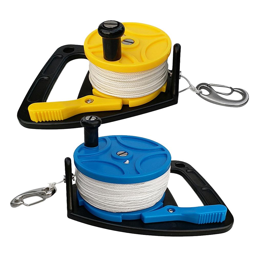 2Pcs Underwater Scuba Diving Dive Wreck Cave Reel with Handle Line Snap Hook