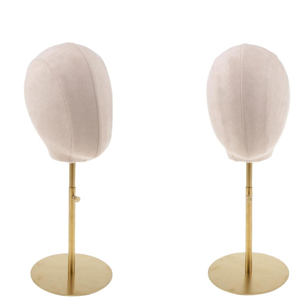 2pcs Suede Cork Mannequin Head Hat Rack Cap Wig Holder Display Stand White