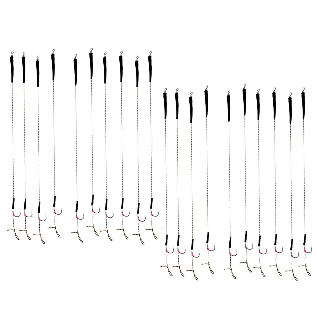 20Pcs Fishing Hair Rigs Assorted Hand Tied Carp Fishing Barbless Hooks
