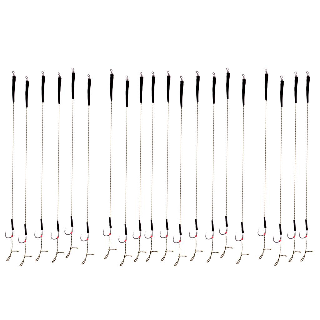 20Pcs Fishing Hair Rigs Assorted Hand Tied Carp Fishing Barbless Hooks
