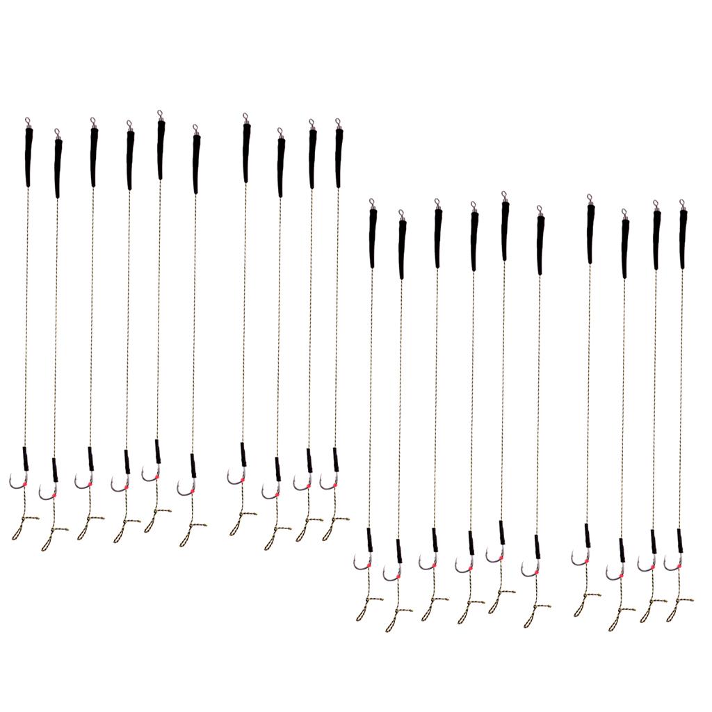 20Pcs Fishing Hair Rigs Assorted Hand Tied Carp Fishing Barbless Hooks