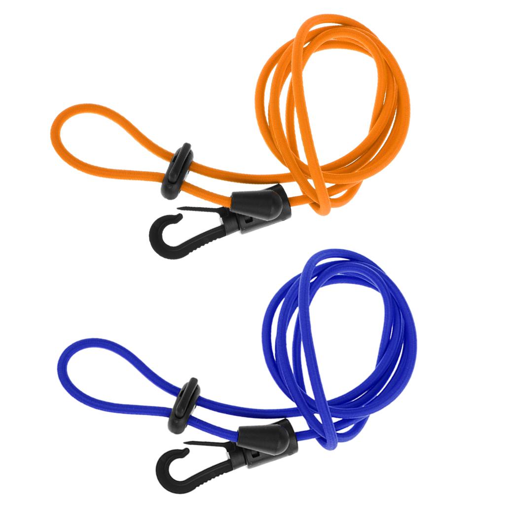 2 Pieces Elastic Kayak Canoe Paddle Leash Fishing Rod Cord Orange&Royal Blue