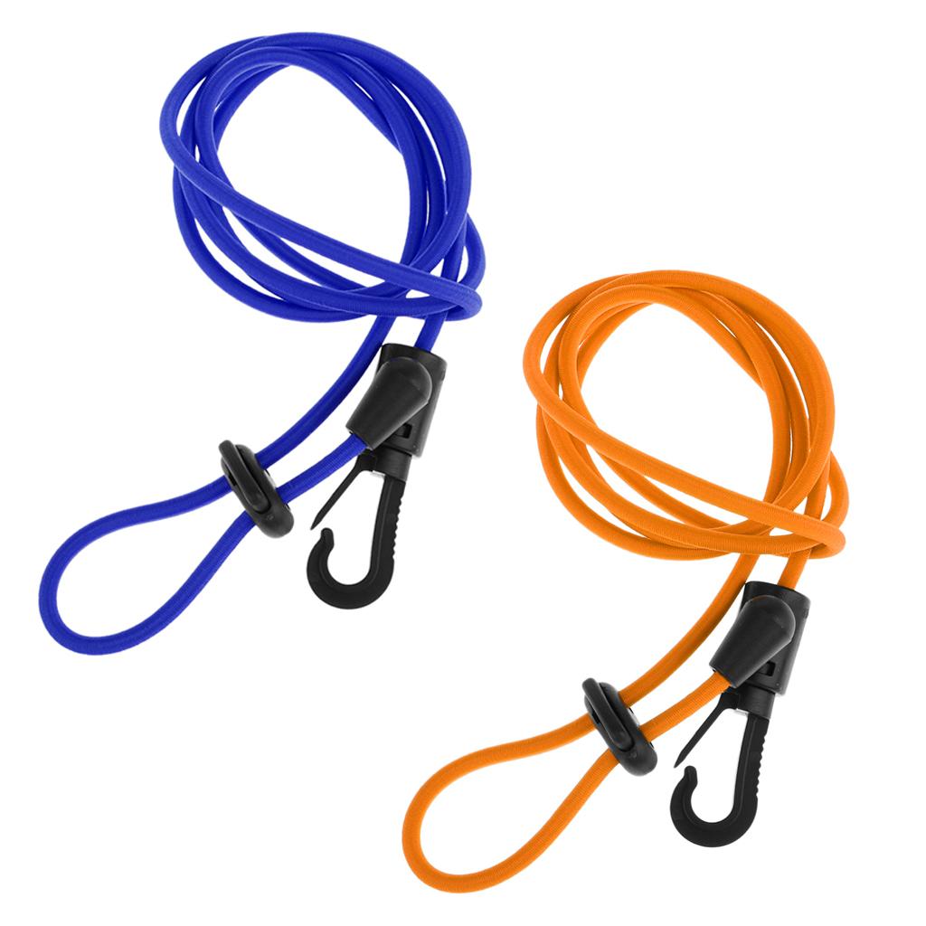 2 Pieces Elastic Kayak Canoe Paddle Leash Fishing Rod Cord Orange&Royal Blue
