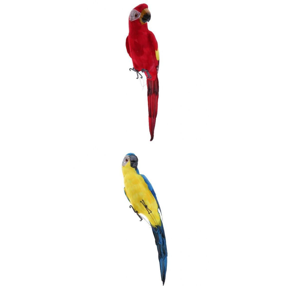 Blue & Red Bird Feather Realistic Home Garden Decor Ornament Parrot Bird