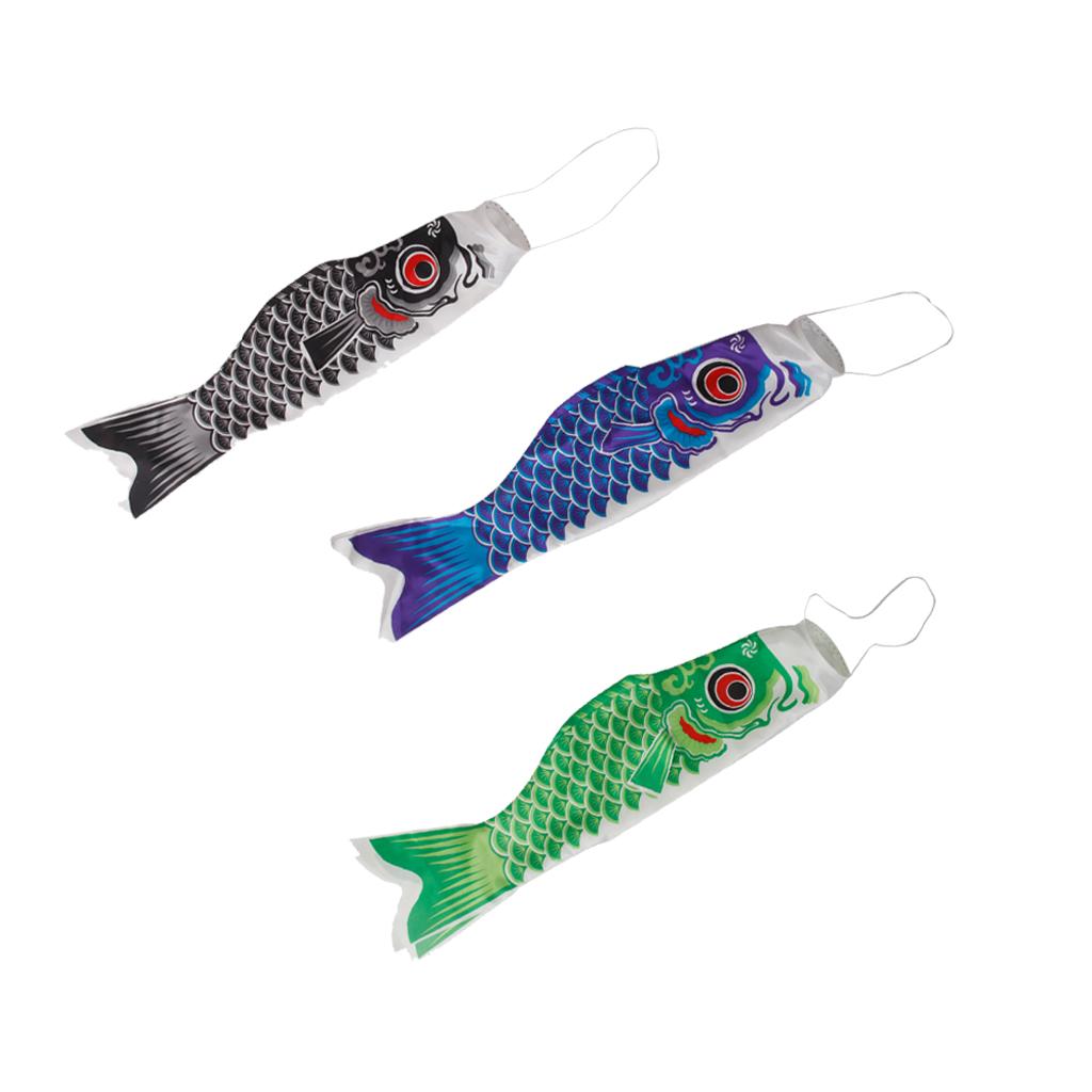 3Pcs 150cm Japanese Windsock Carp Flag Koi Nobori Sailfish Wind Streamer