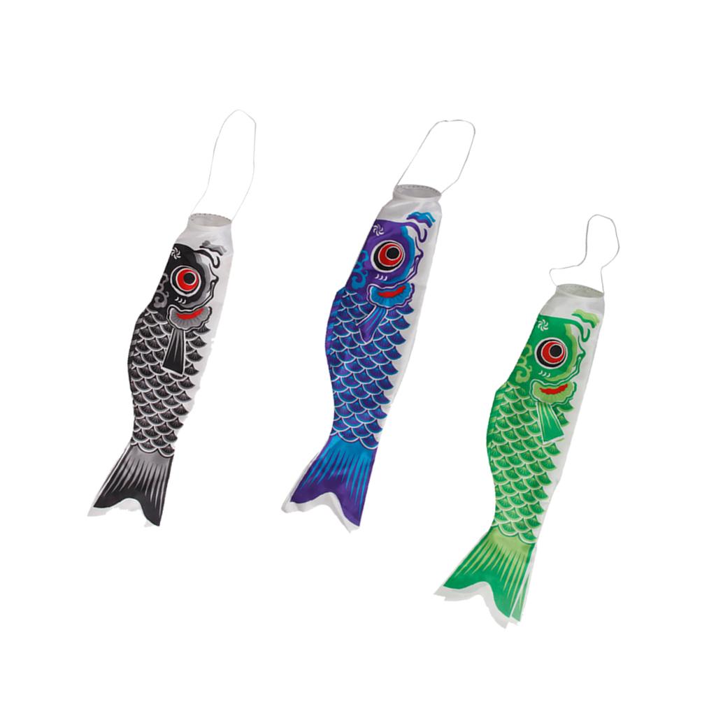 3Pcs 150cm Japanese Windsock Carp Flag Koi Nobori Sailfish Wind Streamer