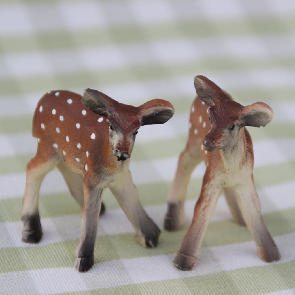 2Pcs Resin Sika Deer Ornament Toy Animal Figurine Plant Pot Dollhouse Decor