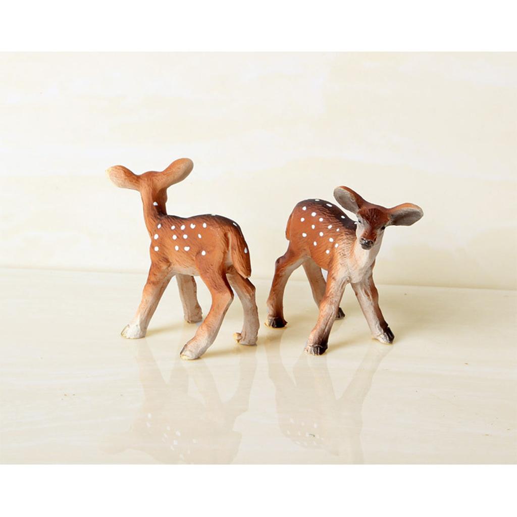 2Pcs Resin Sika Deer Ornament Toy Animal Figurine Plant Pot Dollhouse Decor