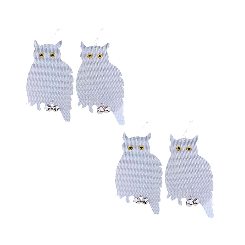 4x Reflective Owl Decoy & Bird Repellent Scarecrow Bird Deterrent with Bells