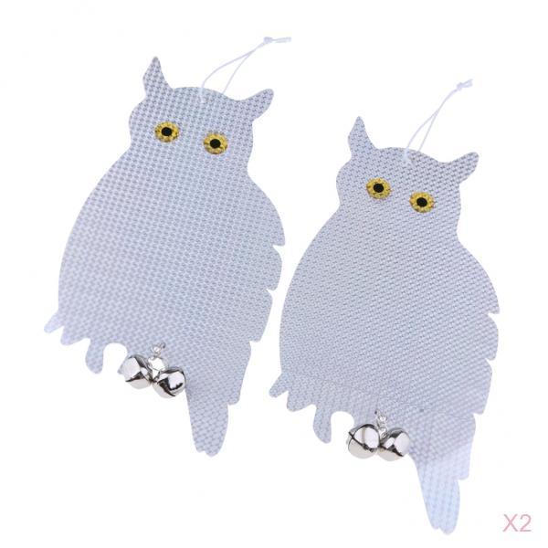 4x Reflective Owl Decoy & Bird Repellent Scarecrow Bird Deterrent with Bells